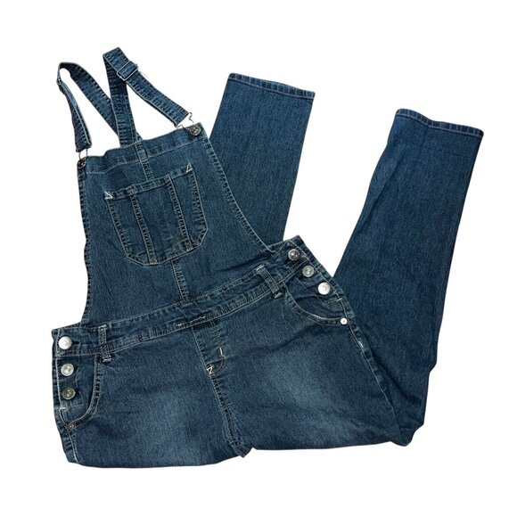 Wallflower Denim Overalls Slim Fit Adjustable Straps Size Large Womens Blue Pock - Picture 1 of 14